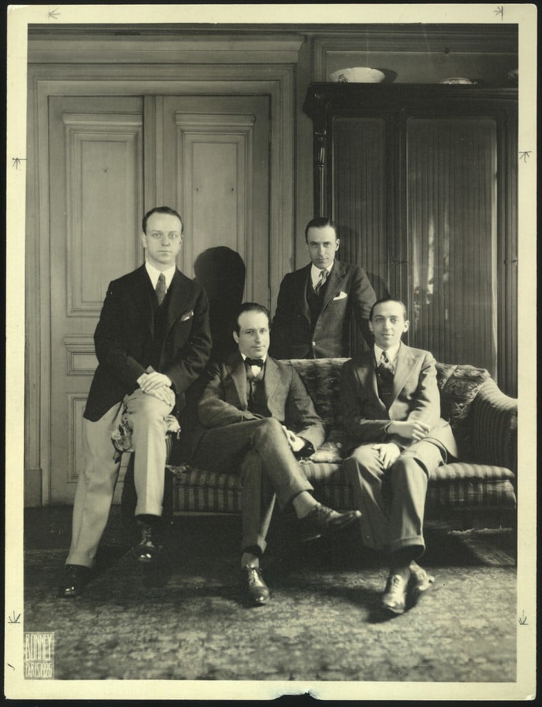 Virgil Thomson, Walter Piston, Herbert Elwell and Aaron Copland at Nadia Boulanger’s Paris home in 1925.